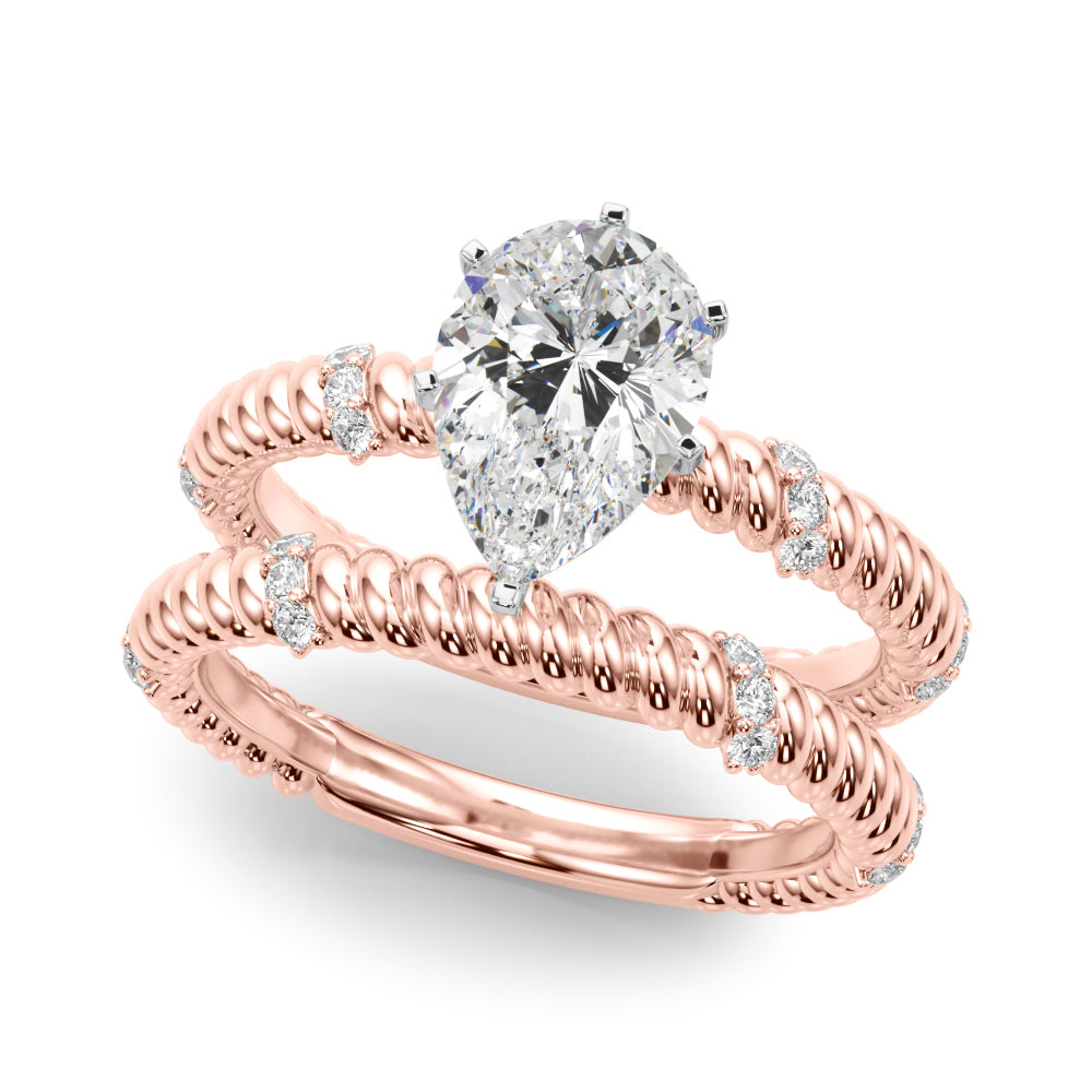 Heirloom Cable Dia Engagement Ring Round Diamond Engagement Ring — 9K/18K Gold & Platinum