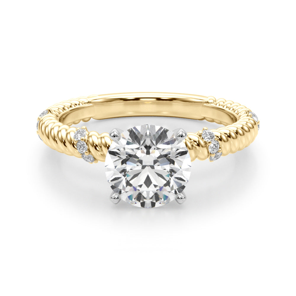 Heirloom Cable Dia Engagement Ring Round Diamond Engagement Ring — 9K/18K Gold & Platinum
