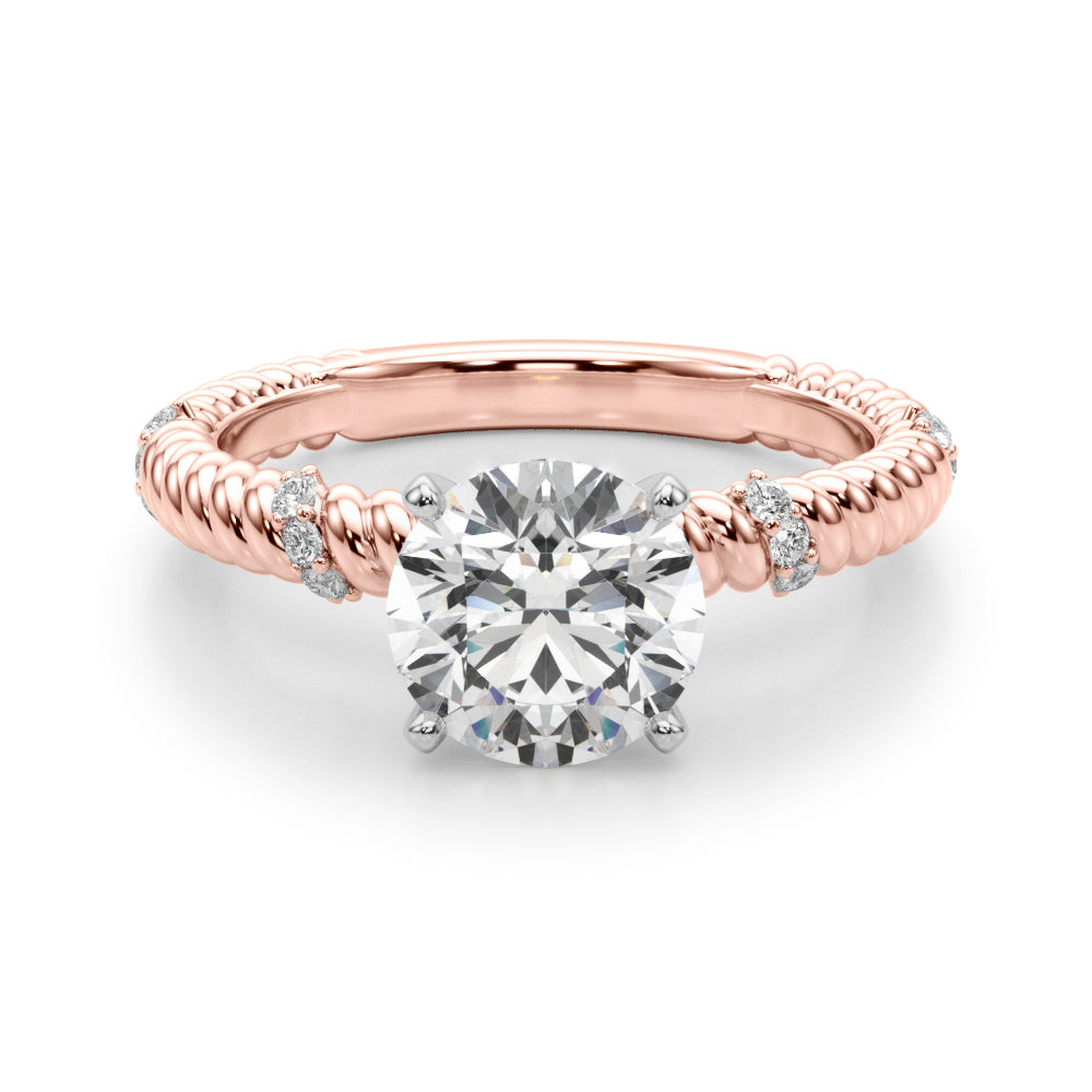 Heirloom Cable Dia Engagement Ring Round Diamond Engagement Ring — 9K/18K Gold & Platinum