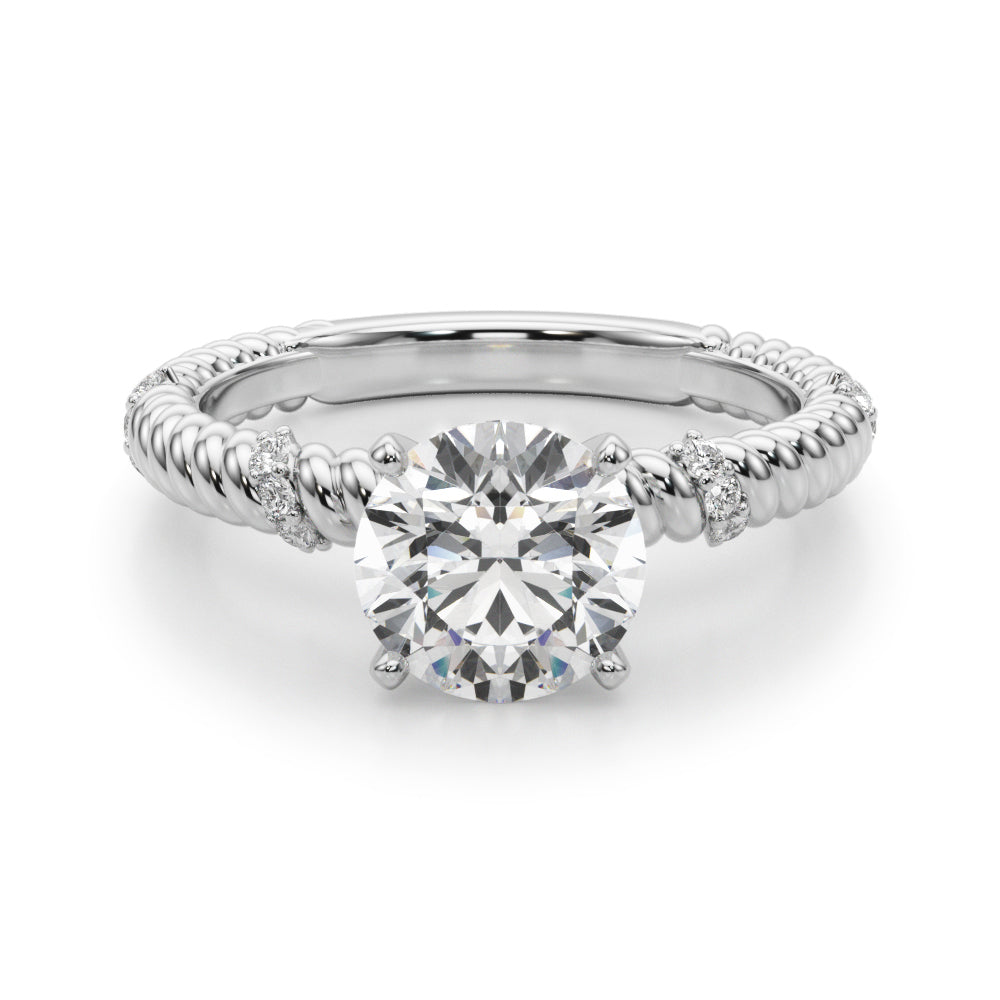 Heirloom Cable Dia Engagement Ring Round Diamond Engagement Ring — 9K/18K Gold & Platinum