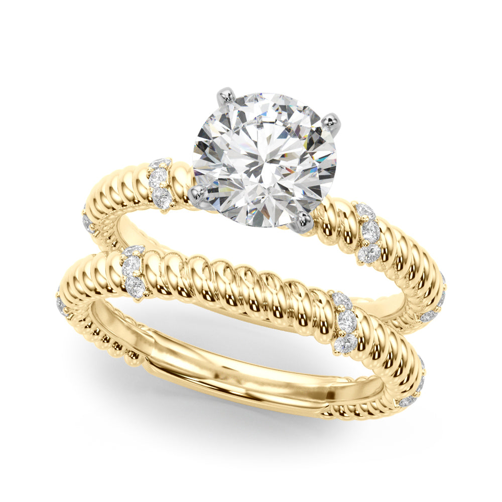 Heirloom Cable Dia Engagement Ring Round Diamond Engagement Ring — 9K/18K Gold & Platinum