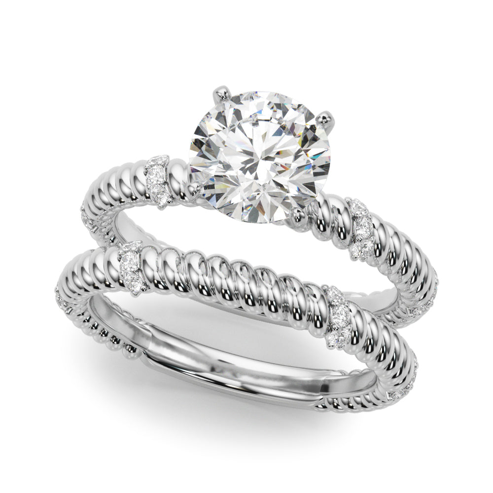 Heirloom Cable Dia Engagement Ring Round Diamond Engagement Ring — 9K/18K Gold & Platinum