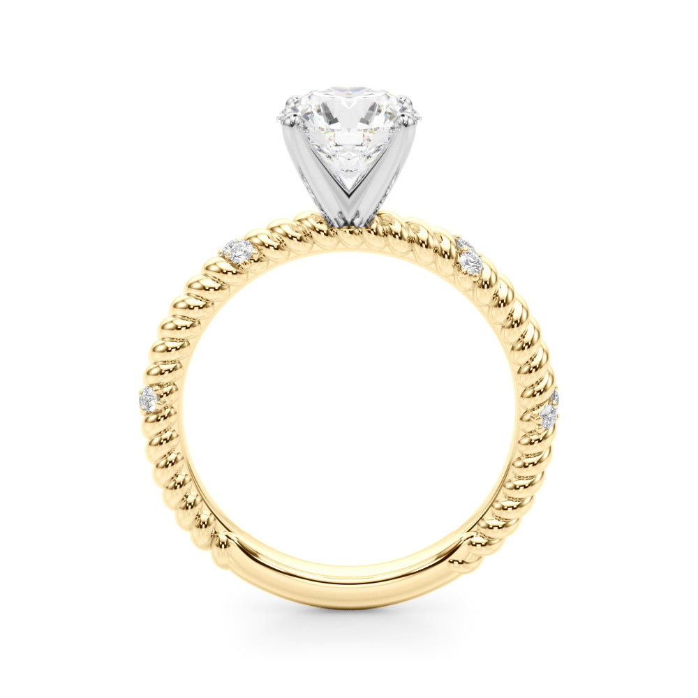 Heirloom Cable Dia Engagement Ring Round Diamond Engagement Ring — 9K/18K Gold & Platinum
