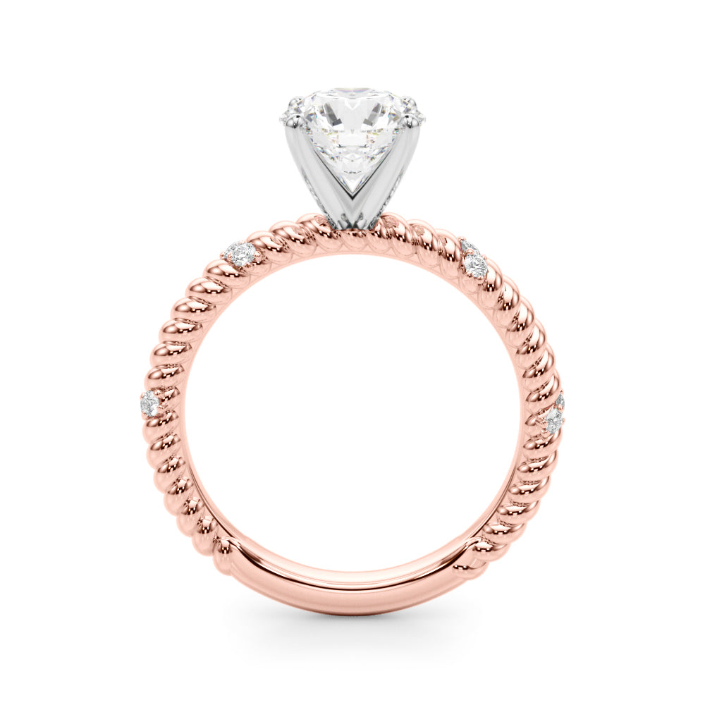 Heirloom Cable Dia Engagement Ring Round Diamond Engagement Ring — 9K/18K Gold & Platinum