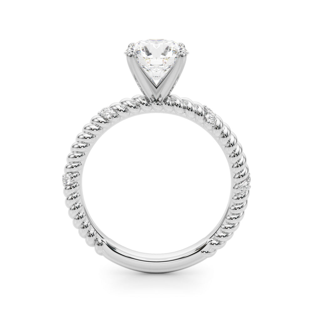Heirloom Cable Dia Engagement Ring Round Diamond Engagement Ring — 9K/18K Gold & Platinum