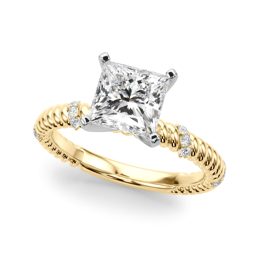 Heirloom Cable Dia Engagement Ring Round Diamond Engagement Ring — 9K/18K Gold & Platinum