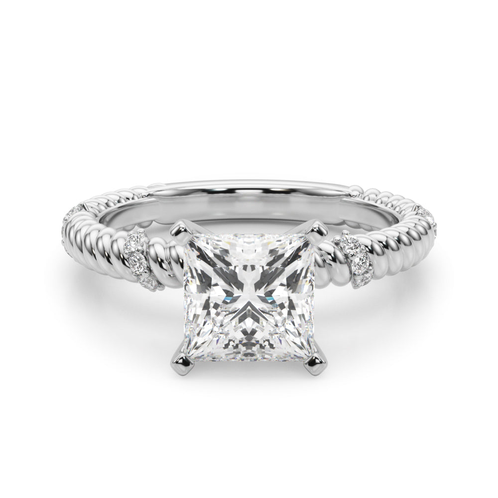 Heirloom Cable Dia Engagement Ring Round Diamond Engagement Ring — 9K/18K Gold & Platinum