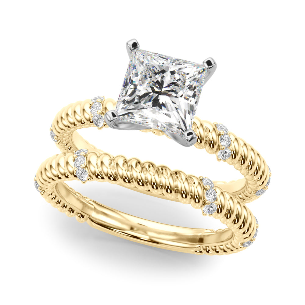 Heirloom Cable Dia Engagement Ring Round Diamond Engagement Ring — 9K/18K Gold & Platinum