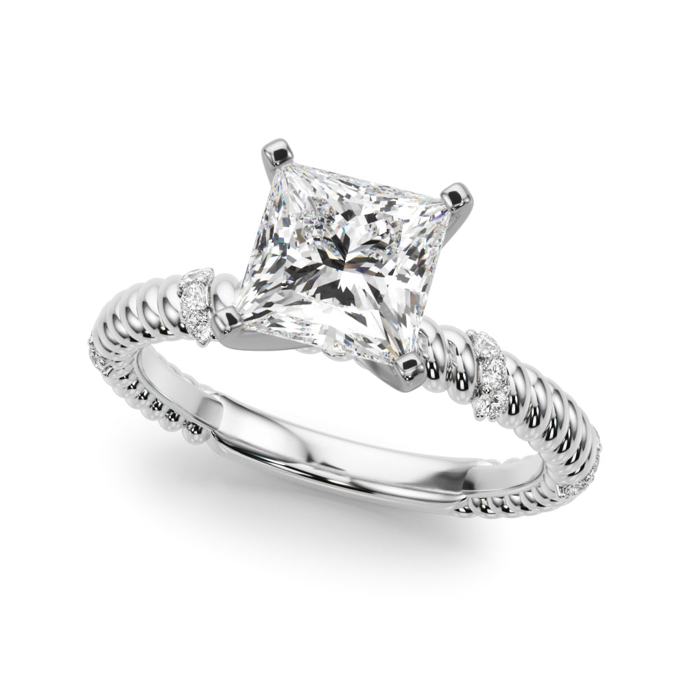 Heirloom Cable Dia Engagement Ring Round Diamond Engagement Ring — 9K/18K Gold & Platinum