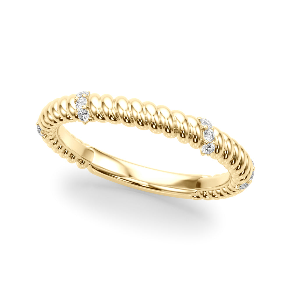 Twisting Diamond Accented Half Eternity Ring in Gold & Platinum