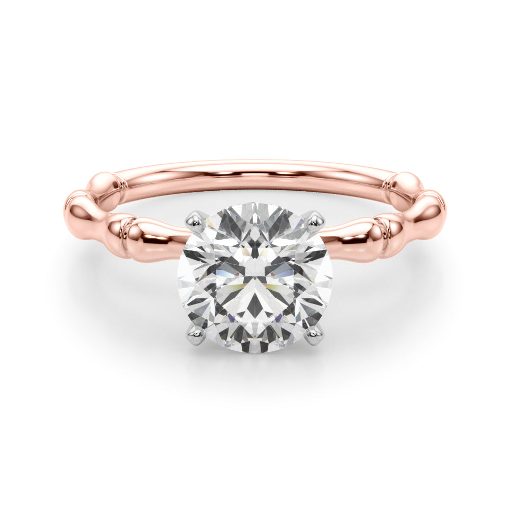 Refined Bamboo Engagement Ring Round Diamond Engagement Ring — 9K/18K Gold & Platinum