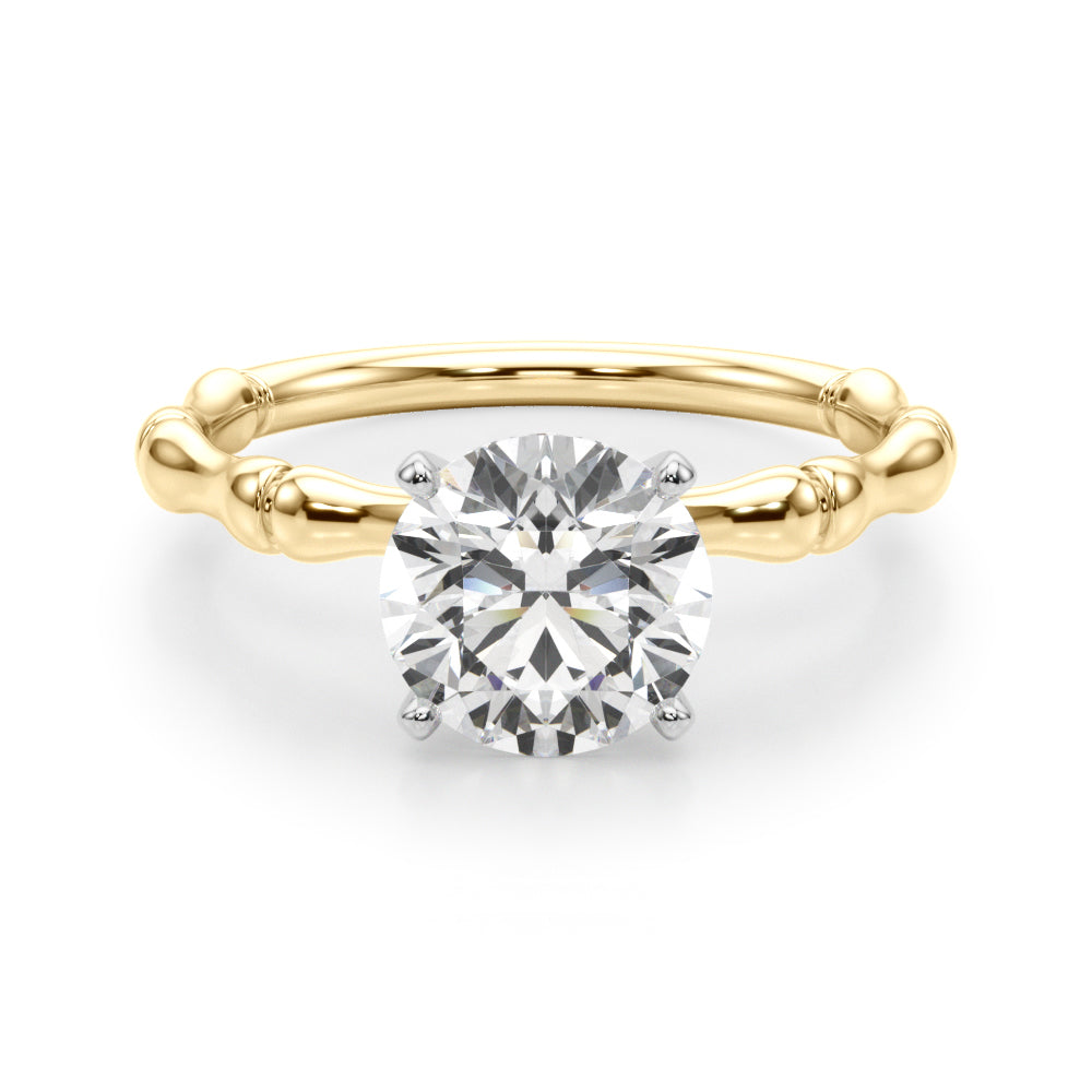 Refined Bamboo Engagement Ring Round Diamond Engagement Ring — 9K/18K Gold & Platinum
