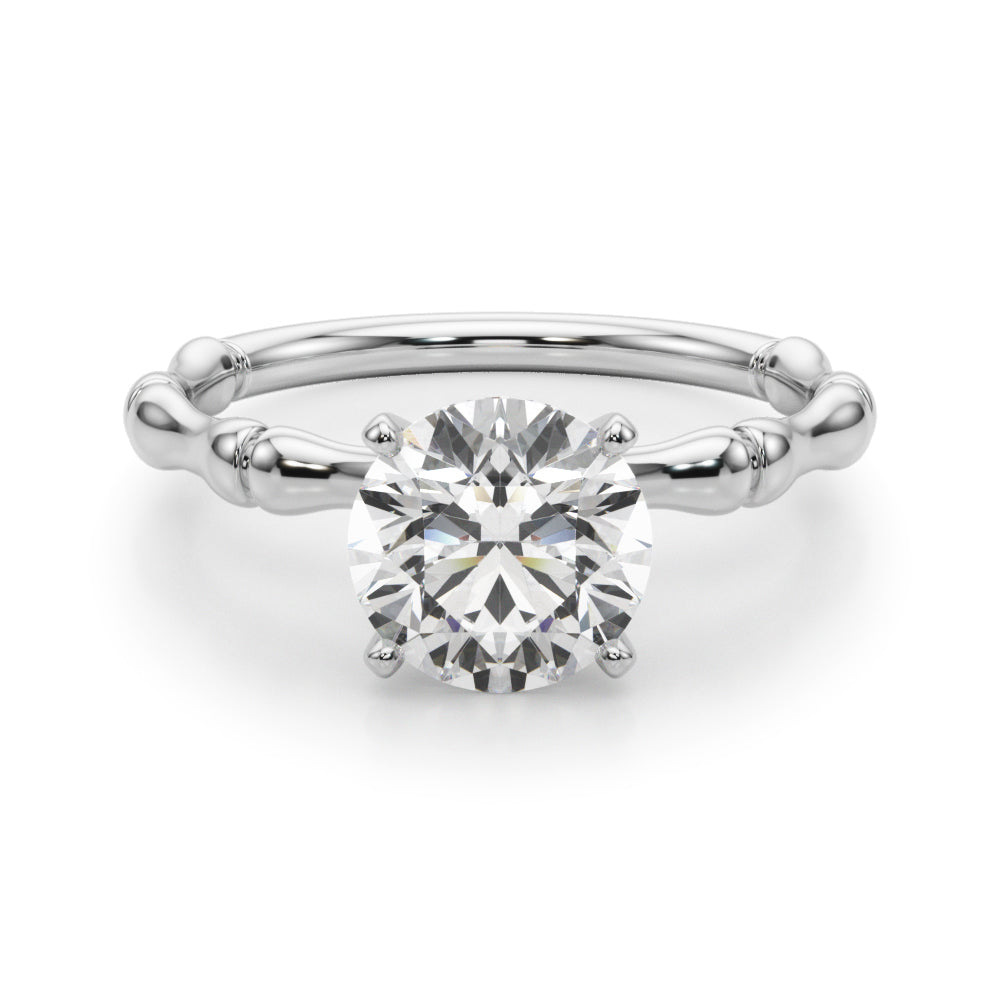 Refined Bamboo Engagement Ring Round Diamond Engagement Ring — 9K/18K Gold & Platinum