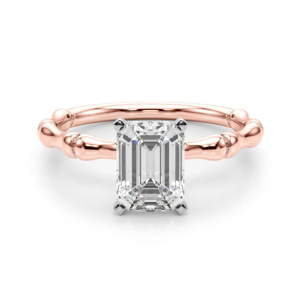 Refined Bamboo Engagement Ring Round Diamond Engagement Ring — 9K/18K Gold & Platinum