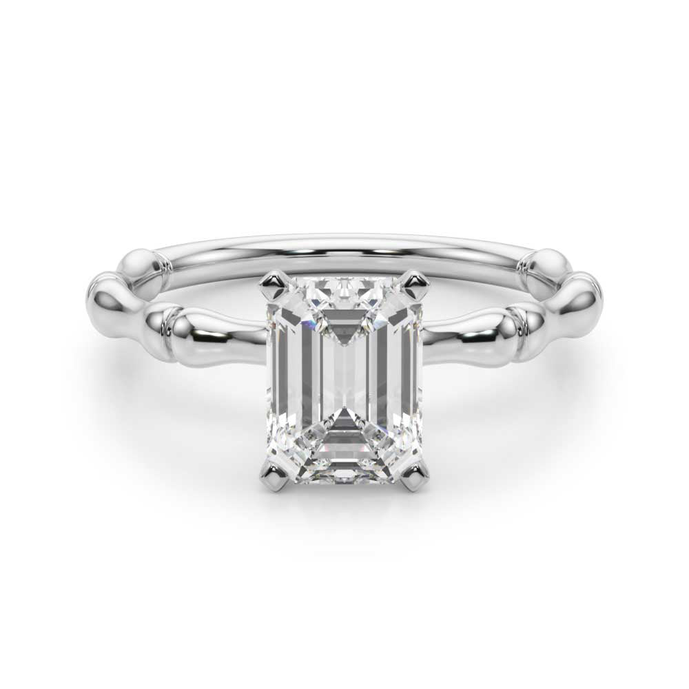 Refined Bamboo Engagement Ring Round Diamond Engagement Ring — 9K/18K Gold & Platinum