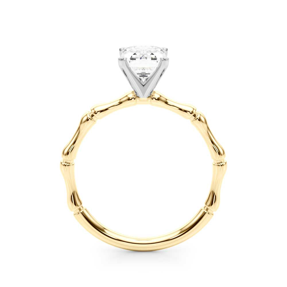 Refined Bamboo Engagement Ring Round Diamond Engagement Ring — 9K/18K Gold & Platinum