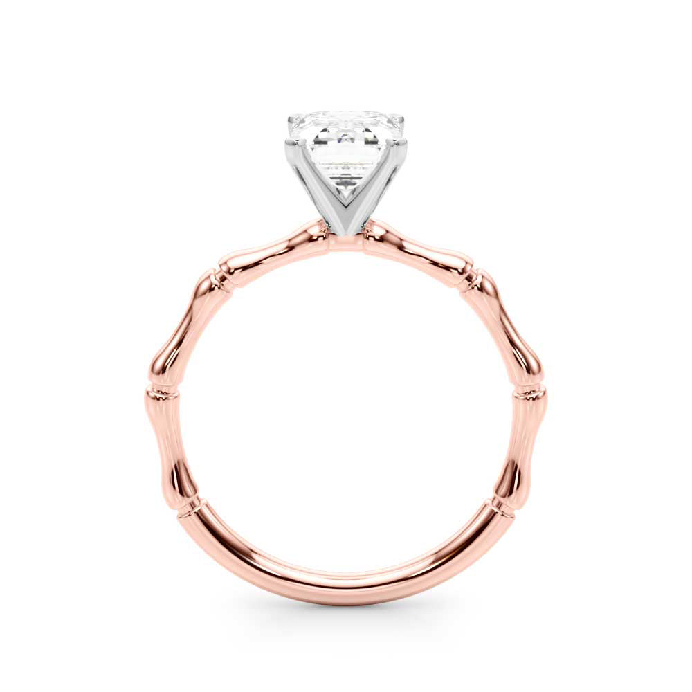 Refined Bamboo Engagement Ring Round Diamond Engagement Ring — 9K/18K Gold & Platinum