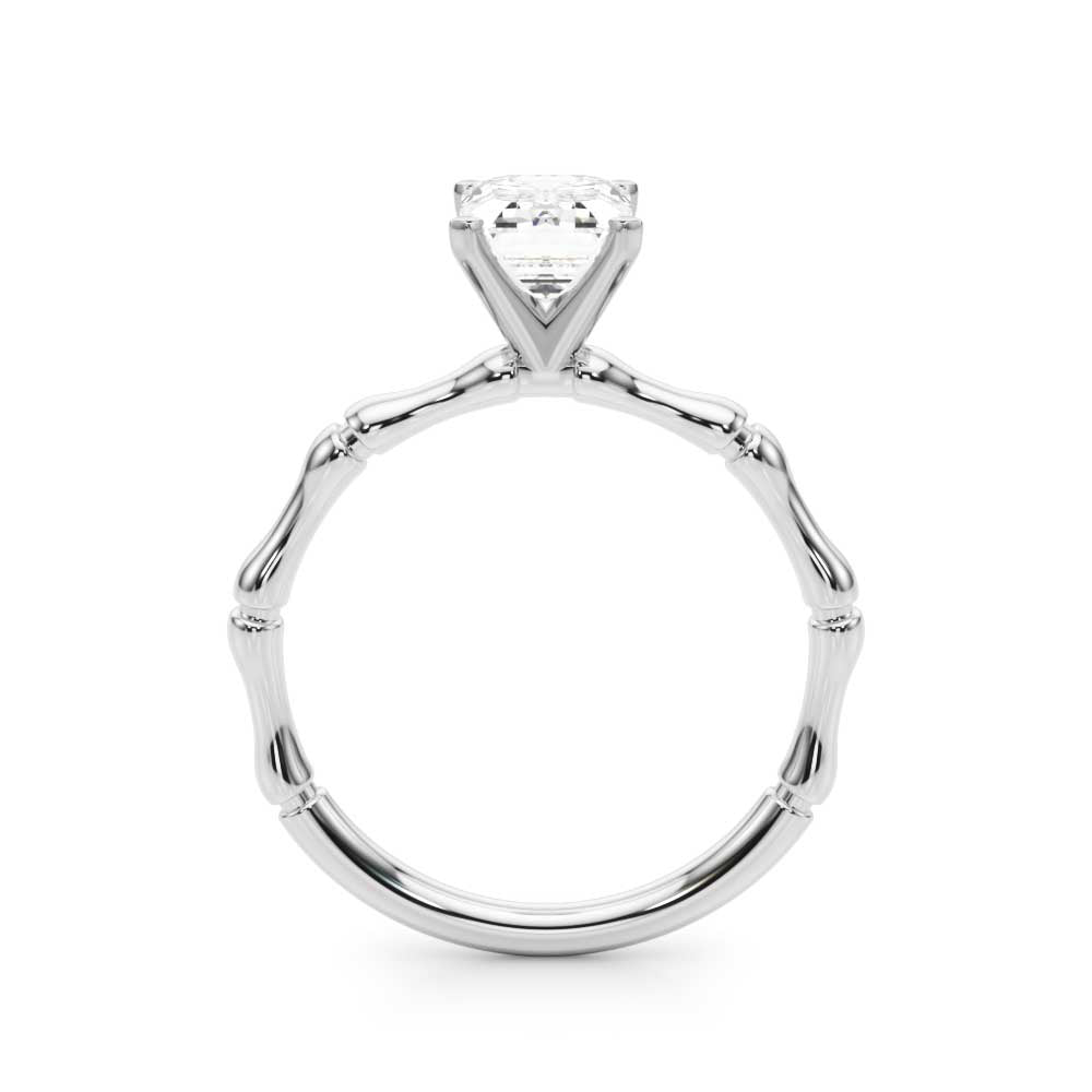 Refined Bamboo Engagement Ring Round Diamond Engagement Ring — 9K/18K Gold & Platinum