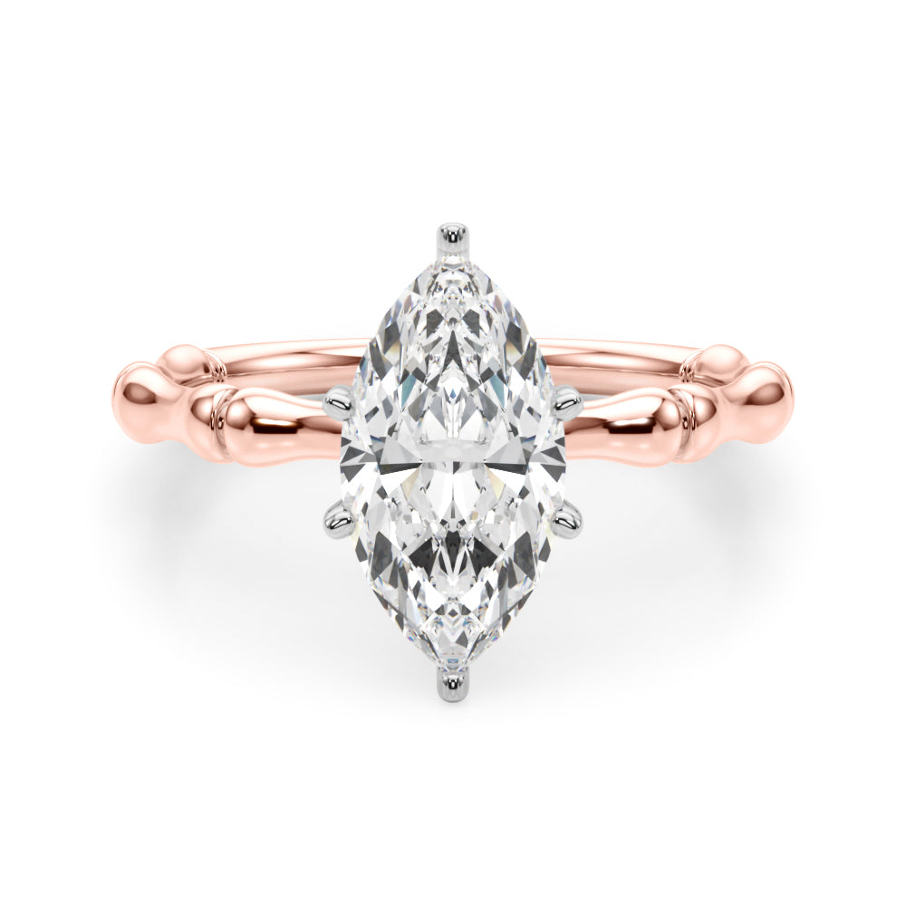Refined Bamboo Engagement Ring Round Diamond Engagement Ring — 9K/18K Gold & Platinum