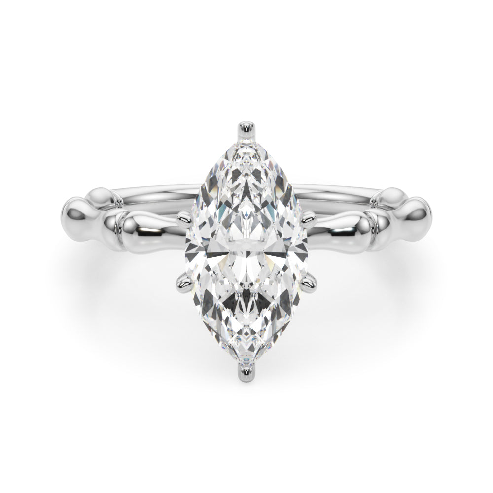 Refined Bamboo Engagement Ring Round Diamond Engagement Ring — 9K/18K Gold & Platinum