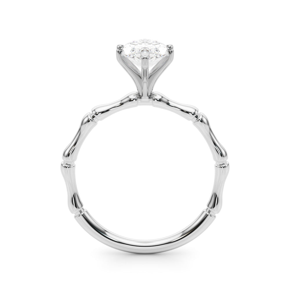 Refined Bamboo Engagement Ring Round Diamond Engagement Ring — 9K/18K Gold & Platinum