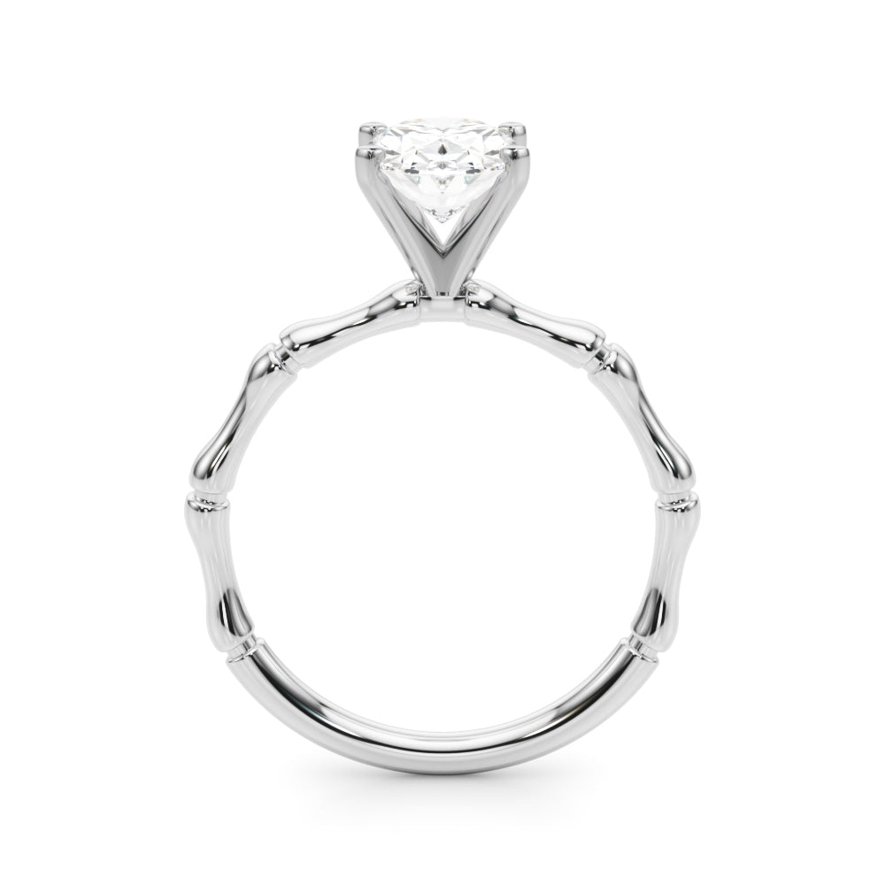Refined Bamboo Engagement Ring Round Diamond Engagement Ring — 9K/18K Gold & Platinum