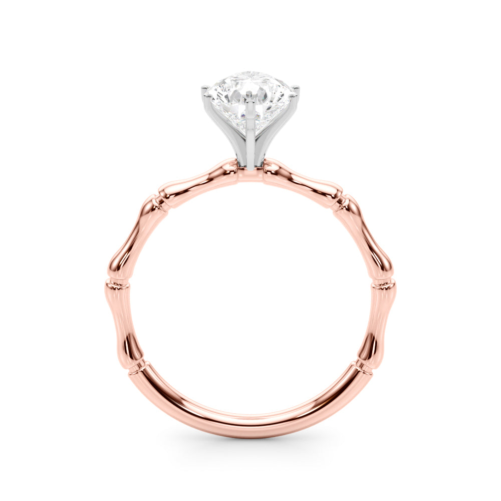 Refined Bamboo Engagement Ring Round Diamond Engagement Ring — 9K/18K Gold & Platinum