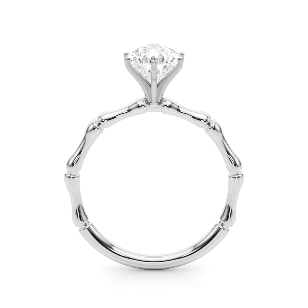 Refined Bamboo Engagement Ring Round Diamond Engagement Ring — 9K/18K Gold & Platinum