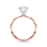 Refined Bamboo Engagement Ring Round Diamond Engagement Ring — 9K/18K Gold & Platinum