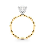 Refined Bamboo Engagement Ring Round Diamond Engagement Ring — 9K/18K Gold & Platinum