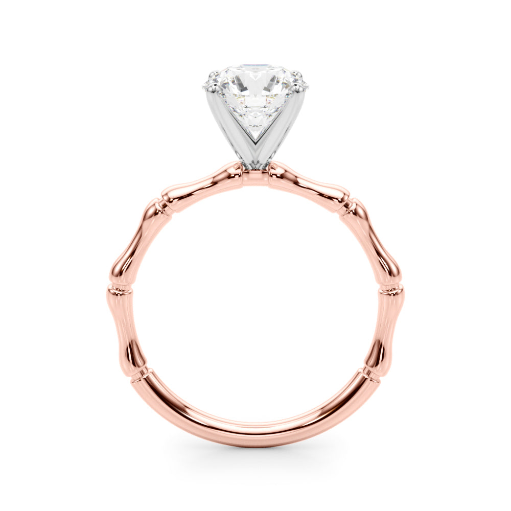 Refined Bamboo Engagement Ring Round Diamond Engagement Ring — 9K/18K Gold & Platinum