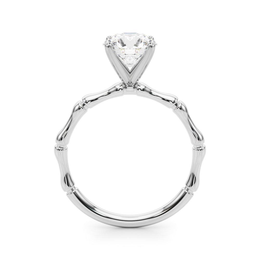 Refined Bamboo Engagement Ring Round Diamond Engagement Ring — 9K/18K Gold & Platinum