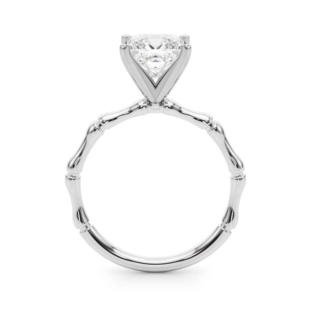 Refined Bamboo Engagement Ring Round Diamond Engagement Ring — 9K/18K Gold & Platinum