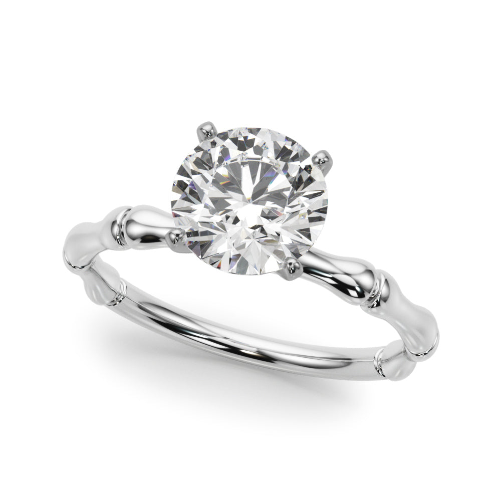Refined Bamboo Engagement Ring Round Diamond Engagement Ring — 9K/18K Gold & Platinum