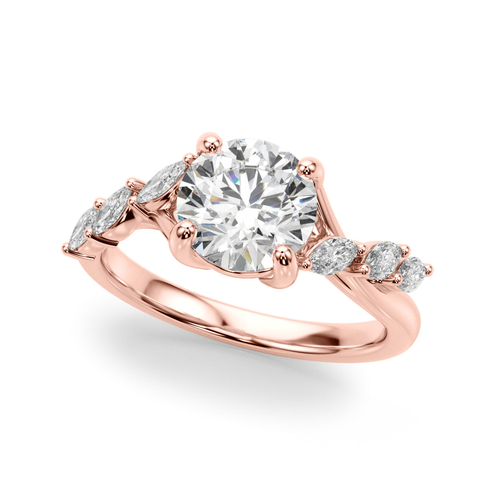 Iconic Sidestone Round Diamond Engagement Ring — 9K/18K Gold & Platinum