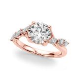 Iconic Sidestone Round Diamond Engagement Ring — 9K/18K Gold & Platinum