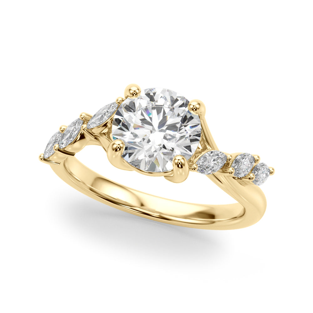 Iconic Sidestone Round Diamond Engagement Ring — 9K/18K Gold & Platinum