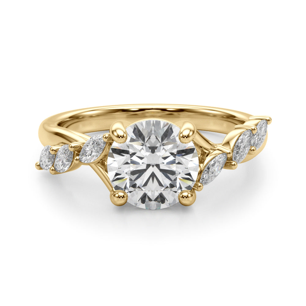 Iconic Sidestone Round Diamond Engagement Ring — 9K/18K Gold & Platinum