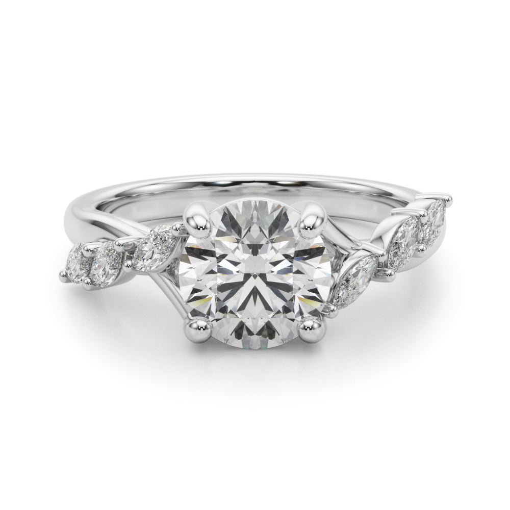Iconic Sidestone Round Diamond Engagement Ring — 9K/18K Gold & Platinum