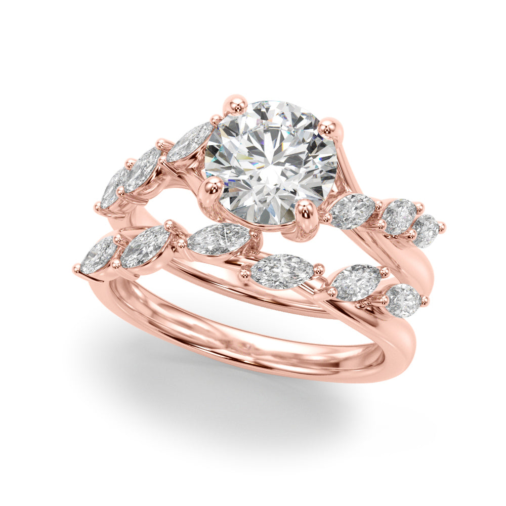Iconic Sidestone Round Diamond Engagement Ring — 9K/18K Gold & Platinum