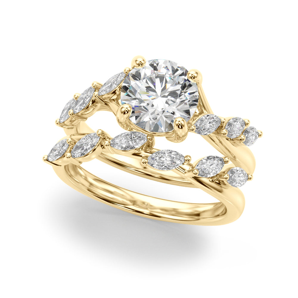 Iconic Sidestone Round Diamond Engagement Ring — 9K/18K Gold & Platinum