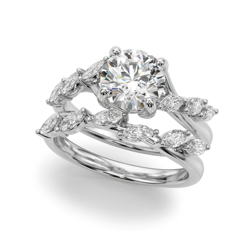 Iconic Sidestone Round Diamond Engagement Ring — 9K/18K Gold & Platinum