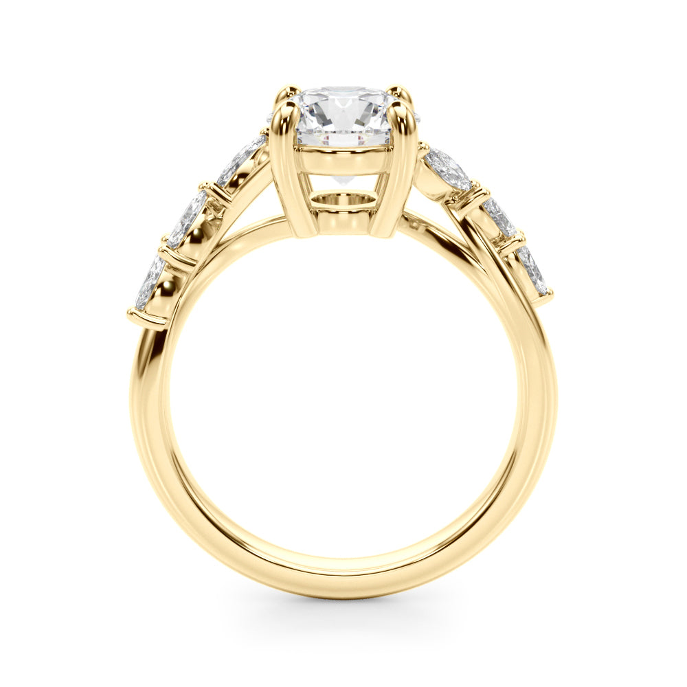 Iconic Sidestone Round Diamond Engagement Ring — 9K/18K Gold & Platinum