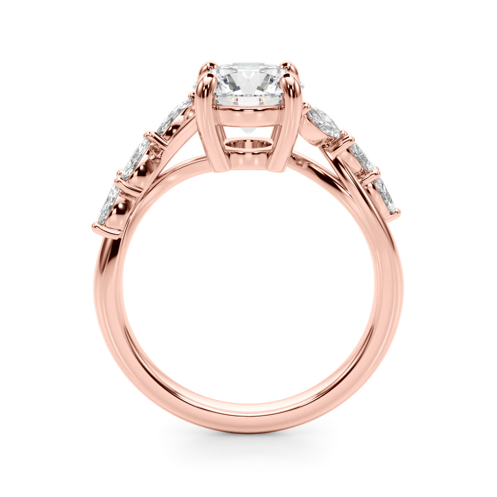 Iconic Sidestone Round Diamond Engagement Ring — 9K/18K Gold & Platinum
