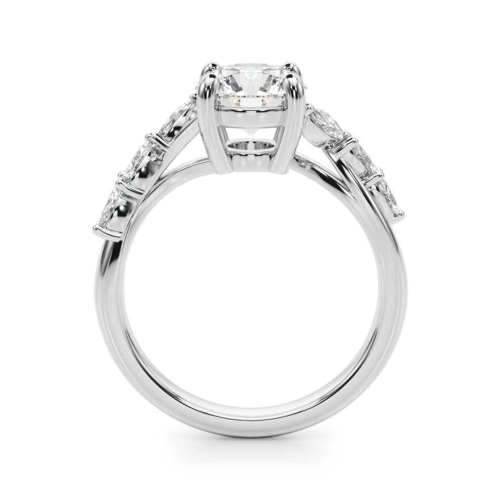 Iconic Sidestone Round Diamond Engagement Ring — 9K/18K Gold & Platinum