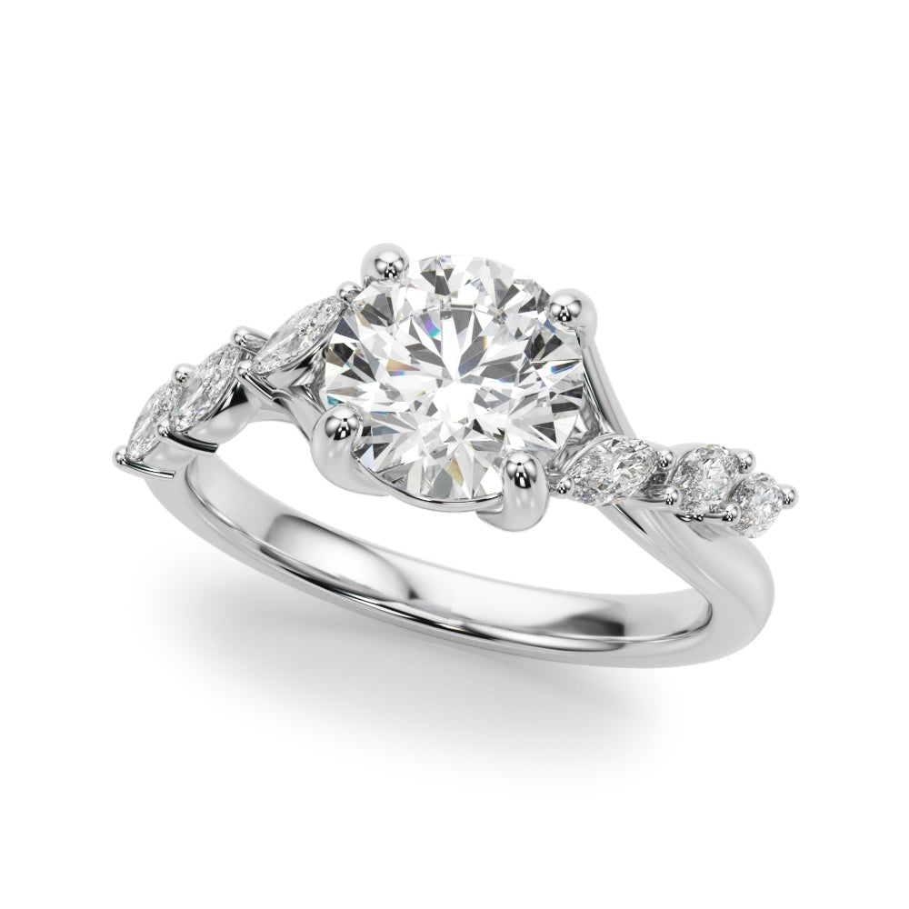 Iconic Sidestone Round Diamond Engagement Ring — 9K/18K Gold & Platinum