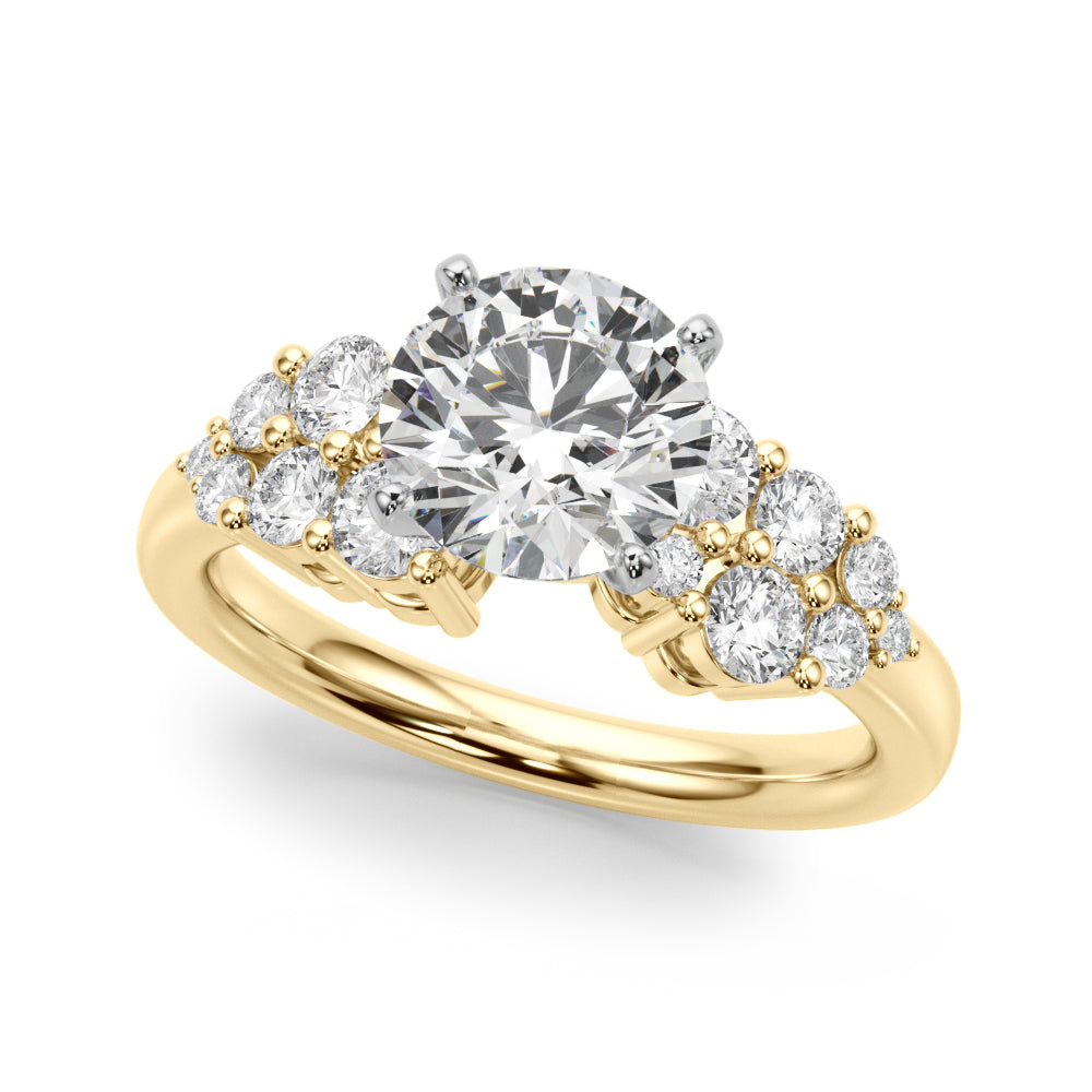 Signature Sidestone Round Diamond Engagement Ring — 9K/18K Gold & Platinum