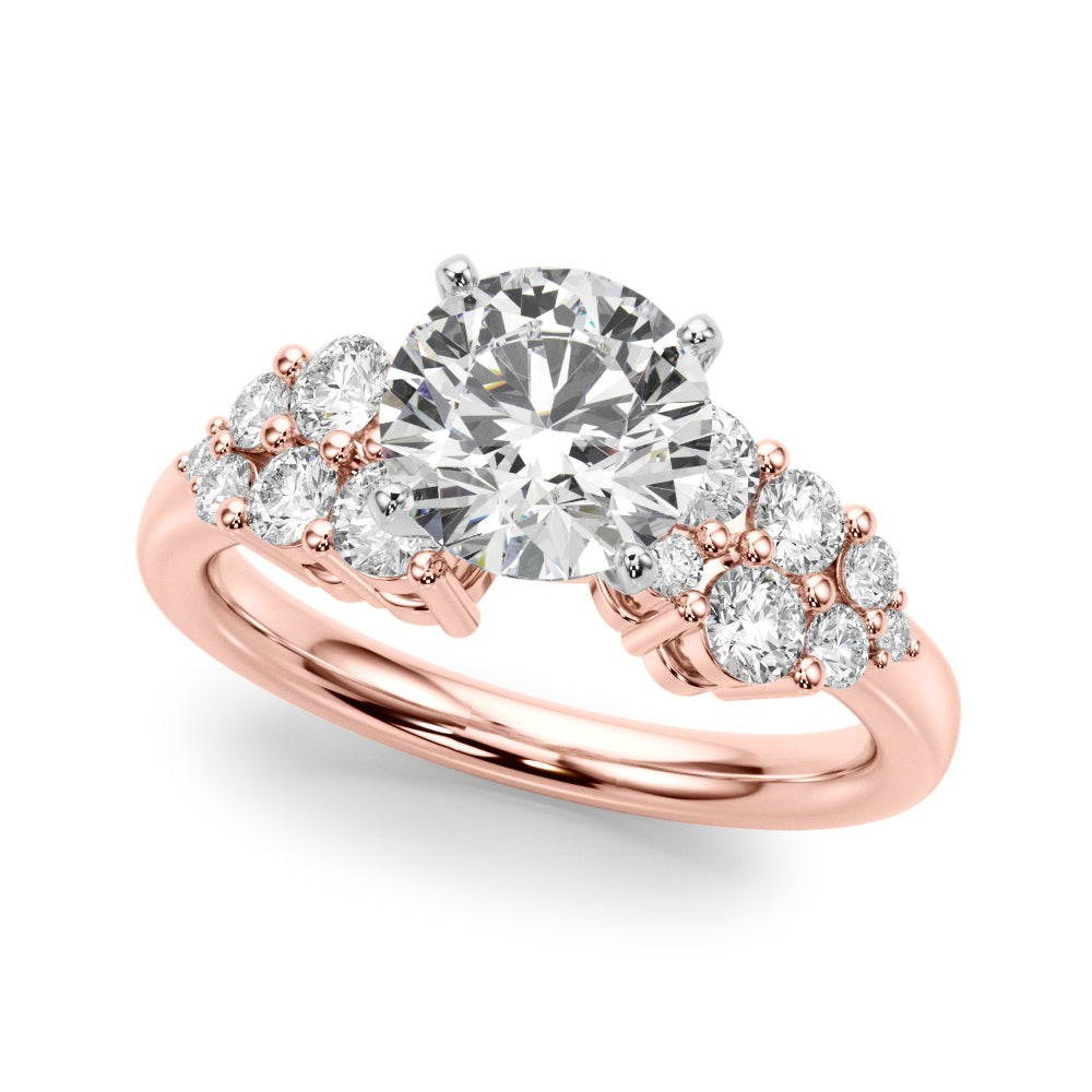 Signature Sidestone Round Diamond Engagement Ring — 9K/18K Gold & Platinum
