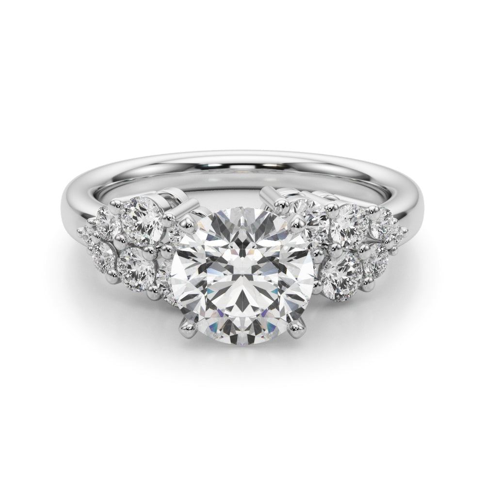 Signature Sidestone Round Diamond Engagement Ring — 9K/18K Gold & Platinum