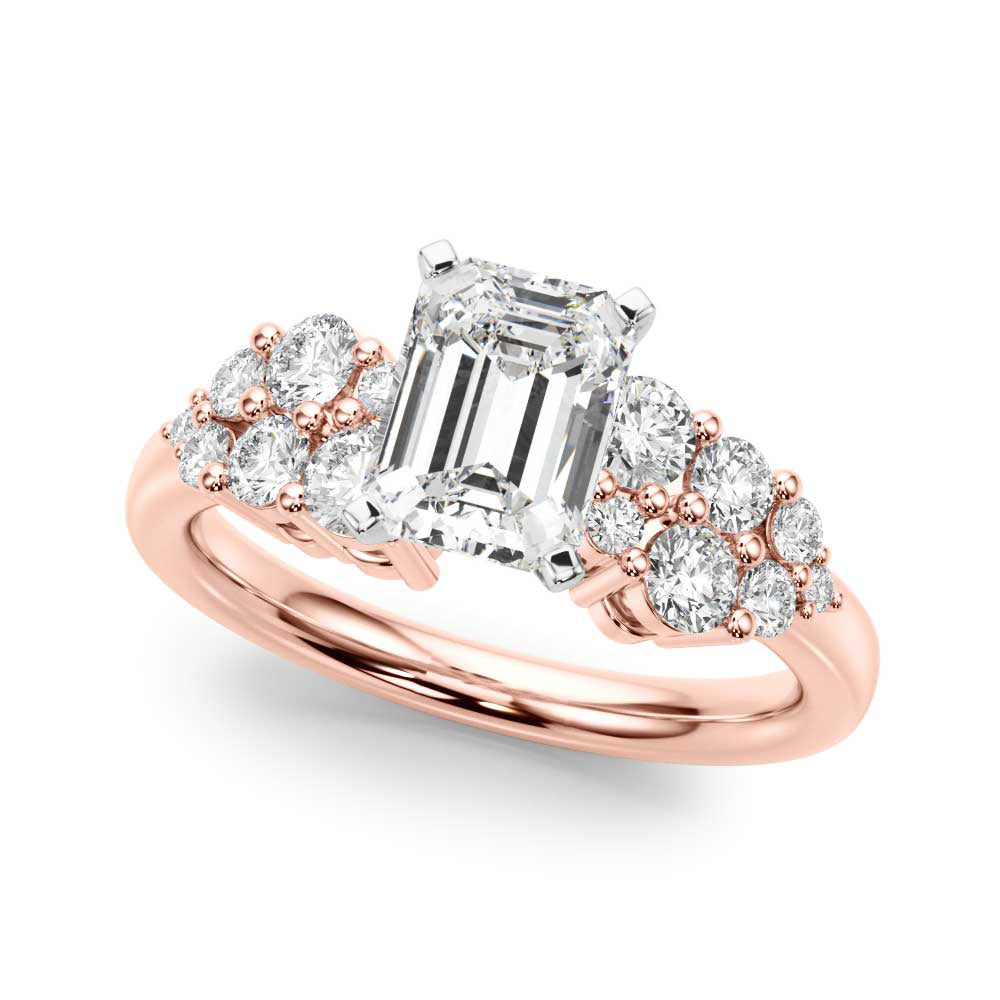 Signature Sidestone Round Diamond Engagement Ring — 9K/18K Gold & Platinum